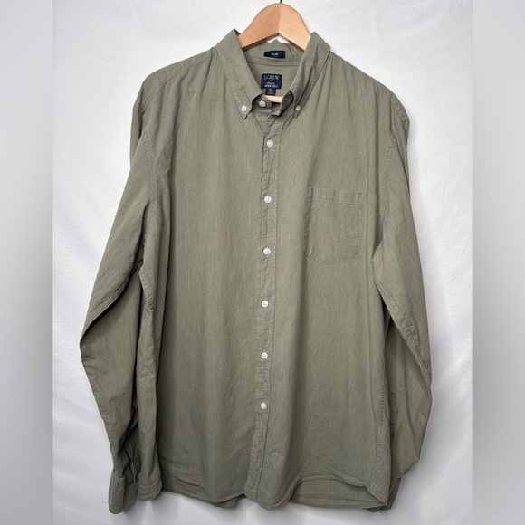 J. Crew Flex Washed Slim Button Down Green size XL - Picture 1 of 5